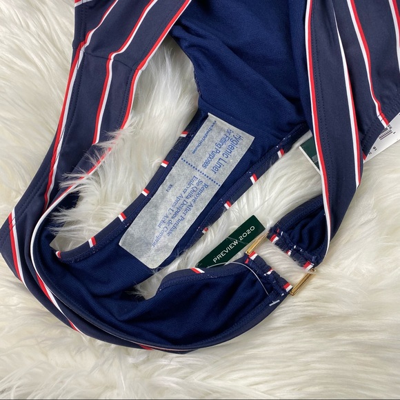 Lauren Ralph Lauren Dylan Stripe Navy Hipster Bikini Bottom Size 16 NWT - Picture 7 of 7